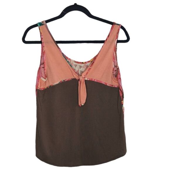 Sonoma Blouse Sleeveless back tie detail Tropical Print Medium Pink Red - Picture 2 of 10
